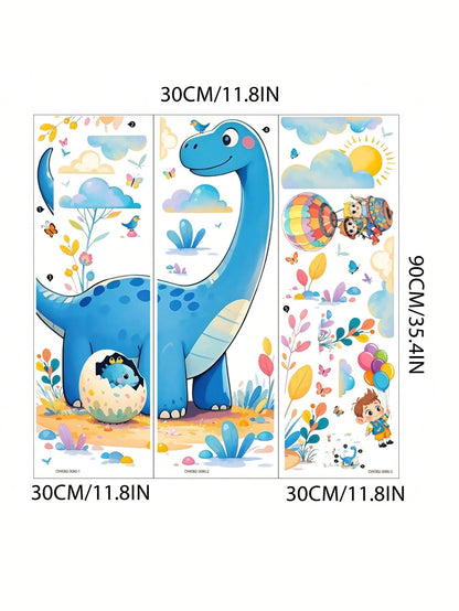 Cartoon Dinosaur Wall Stickers, Removable Self-Adhesive Decor For Kids Room, Nursery, Preschool