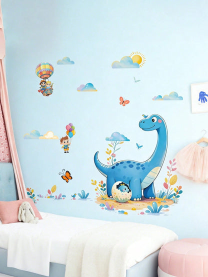 Cartoon Dinosaur Wall Stickers, Removable Self-Adhesive Decor For Kids Room, Nursery, Preschool