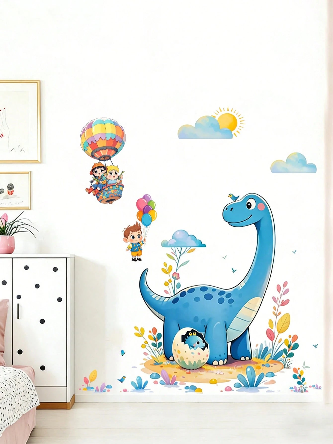 Cartoon Dinosaur Wall Stickers, Removable Self-Adhesive Decor For Kids Room, Nursery, Preschool