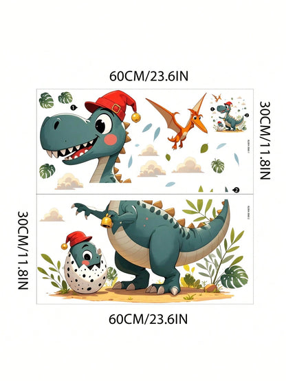 Cartoon Dinosaur Wall Stickers, Removable Self-Adhesive Decor For Kids Room, Nursery, Preschool
