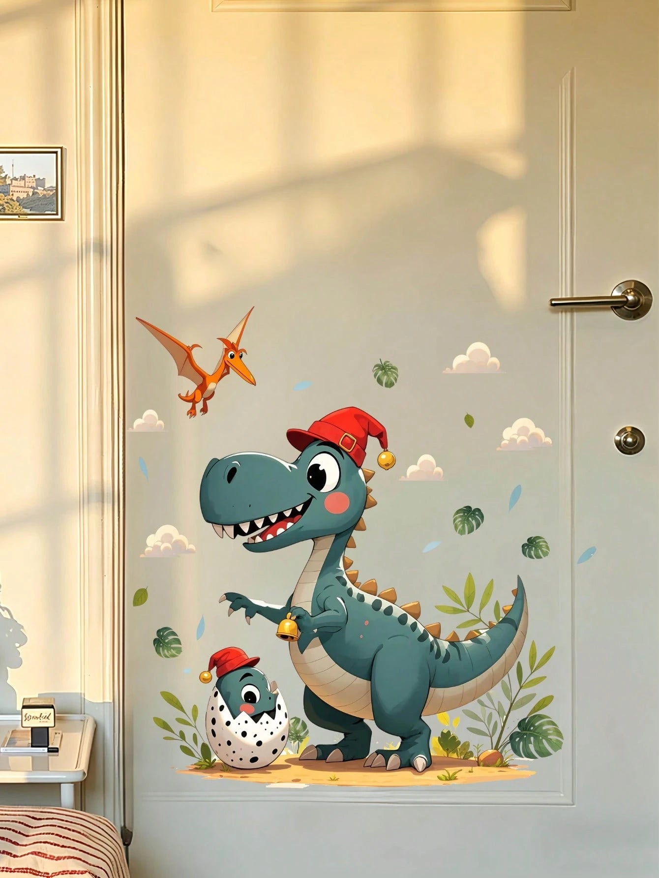 Cartoon Dinosaur Wall Stickers, Removable Self-Adhesive Decor For Kids Room, Nursery, Preschool