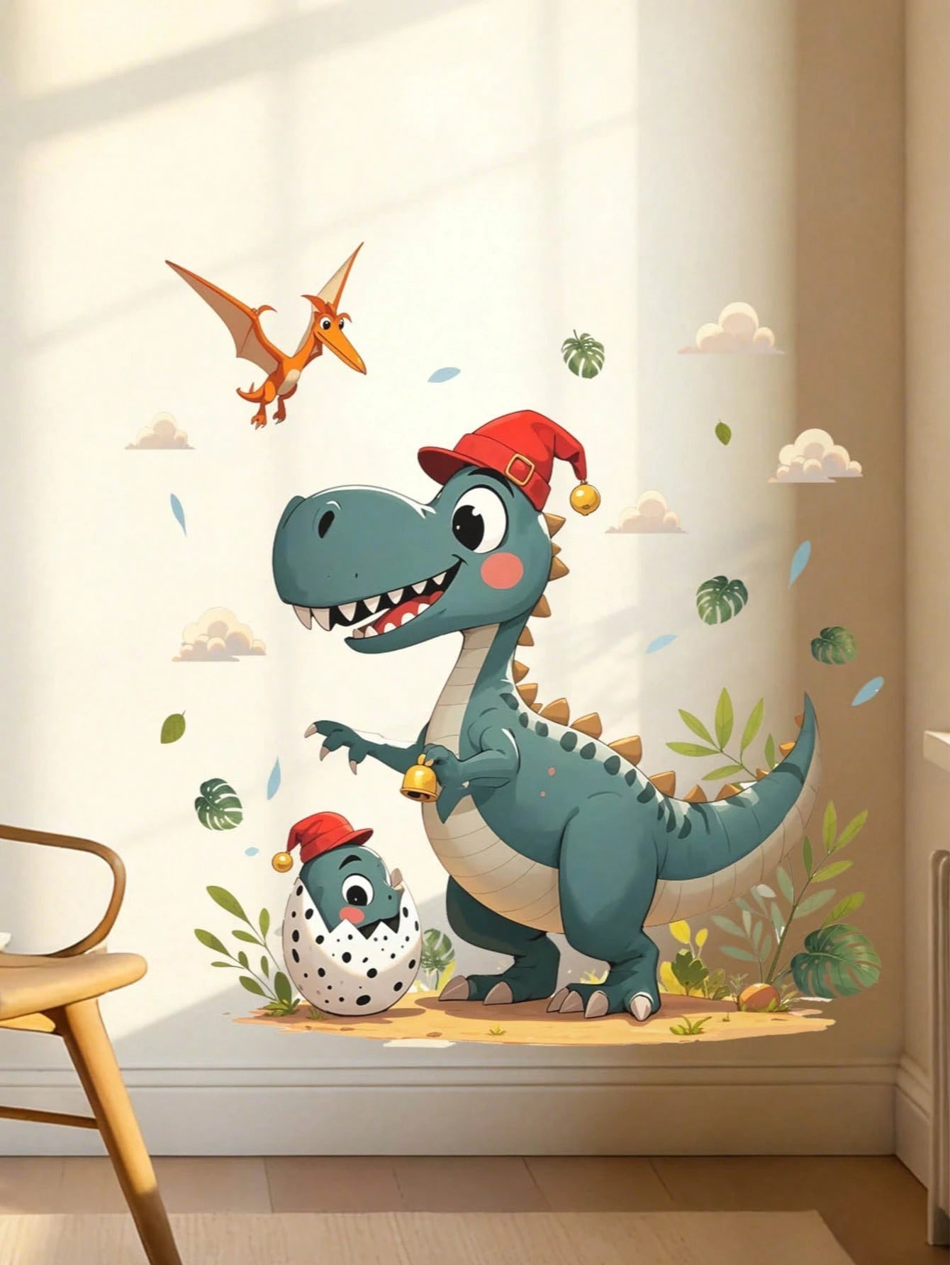 Cartoon Dinosaur Wall Stickers, Removable Self-Adhesive Decor For Kids Room, Nursery, Preschool