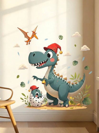 Cartoon Dinosaur Wall Stickers, Removable Self-Adhesive Decor For Kids Room, Nursery, Preschool