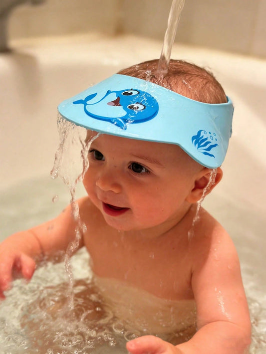 Cartoon Waterproof Shower Cap, Baby Shampoo Bath Cap, Portable Shower Cap, Sun Hat, Cute Duck And Dolphin Pattern- High Quality Ear Protection
