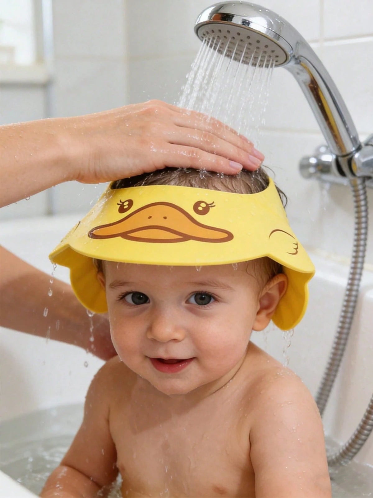 Cartoon Waterproof Shower Cap, Baby Shampoo Bath Cap, Portable Shower Cap, Sun Hat, Cute Duck And Dolphin Pattern- High Quality Ear Protection