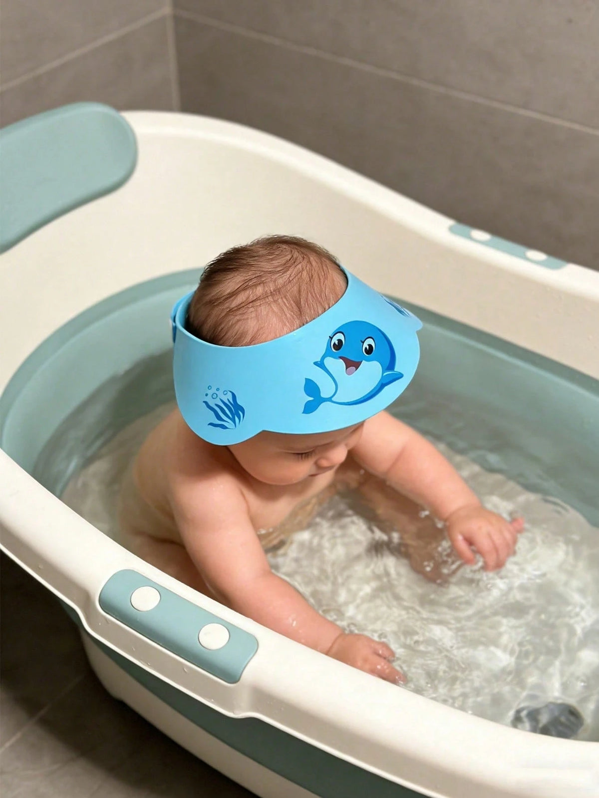 Cartoon Waterproof Shower Cap, Baby Shampoo Bath Cap, Portable Shower Cap, Sun Hat, Cute Duck And Dolphin Pattern- High Quality Ear Protection