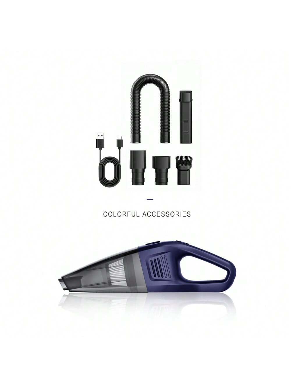 CascadeVac 2000mAh Portable Handheld Vacuum Cleaner, Strong Suction USB Rechargeable Mini Vacuum Cleaner With Multiple Accessories, Suitable For Car, Home, Office And Crevices
