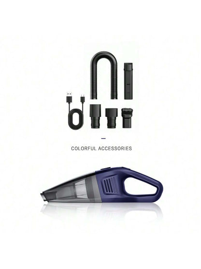 CascadeVac 2000mAh Portable Handheld Vacuum Cleaner, Strong Suction USB Rechargeable Mini Vacuum Cleaner With Multiple Accessories, Suitable For Car, Home, Office And Crevices