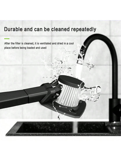 CascadeVac 2000mAh Portable Handheld Vacuum Cleaner, Strong Suction USB Rechargeable Mini Vacuum Cleaner With Multiple Accessories, Suitable For Car, Home, Office And Crevices