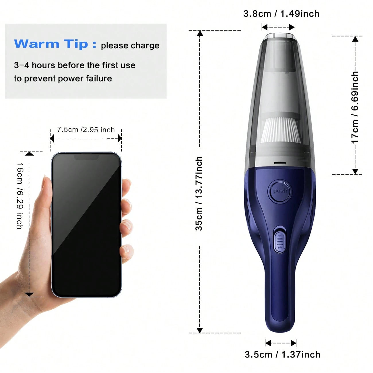 CascadeVac 2000mAh Portable Handheld Vacuum Cleaner, Strong Suction USB Rechargeable Mini Vacuum Cleaner With Multiple Accessories, Suitable For Car, Home, Office And Crevices