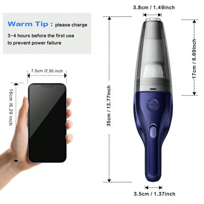 CascadeVac 2000mAh Portable Handheld Vacuum Cleaner, Strong Suction USB Rechargeable Mini Vacuum Cleaner With Multiple Accessories, Suitable For Car, Home, Office And Crevices