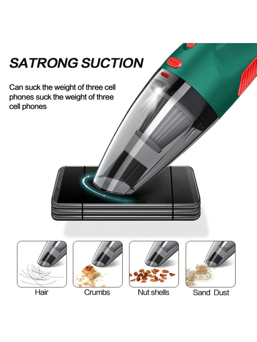 CascadeVac,Household Car Dual-Use High-Power Handheld Wireless Car Vacuum Cleaner USB Charging Mini Home Vacuum Cleaner,0-200w Power