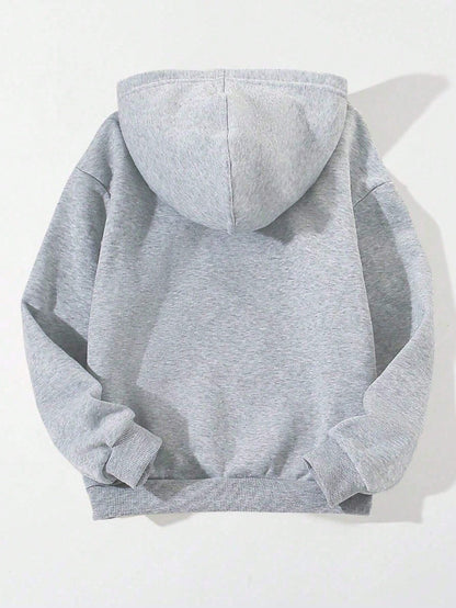 Casual Minimalist Cartoon Graphic Loose Fit Long Sleeve Hoodie Sweatshirt For Boys