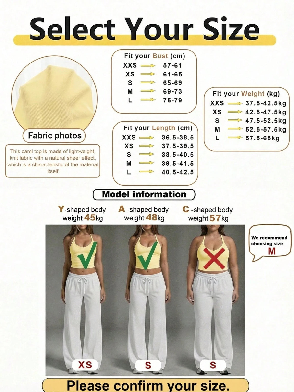 Casual Sexy Versatile Ribbed Spaghetti Strap Camisole, Spring/Summer Yellow