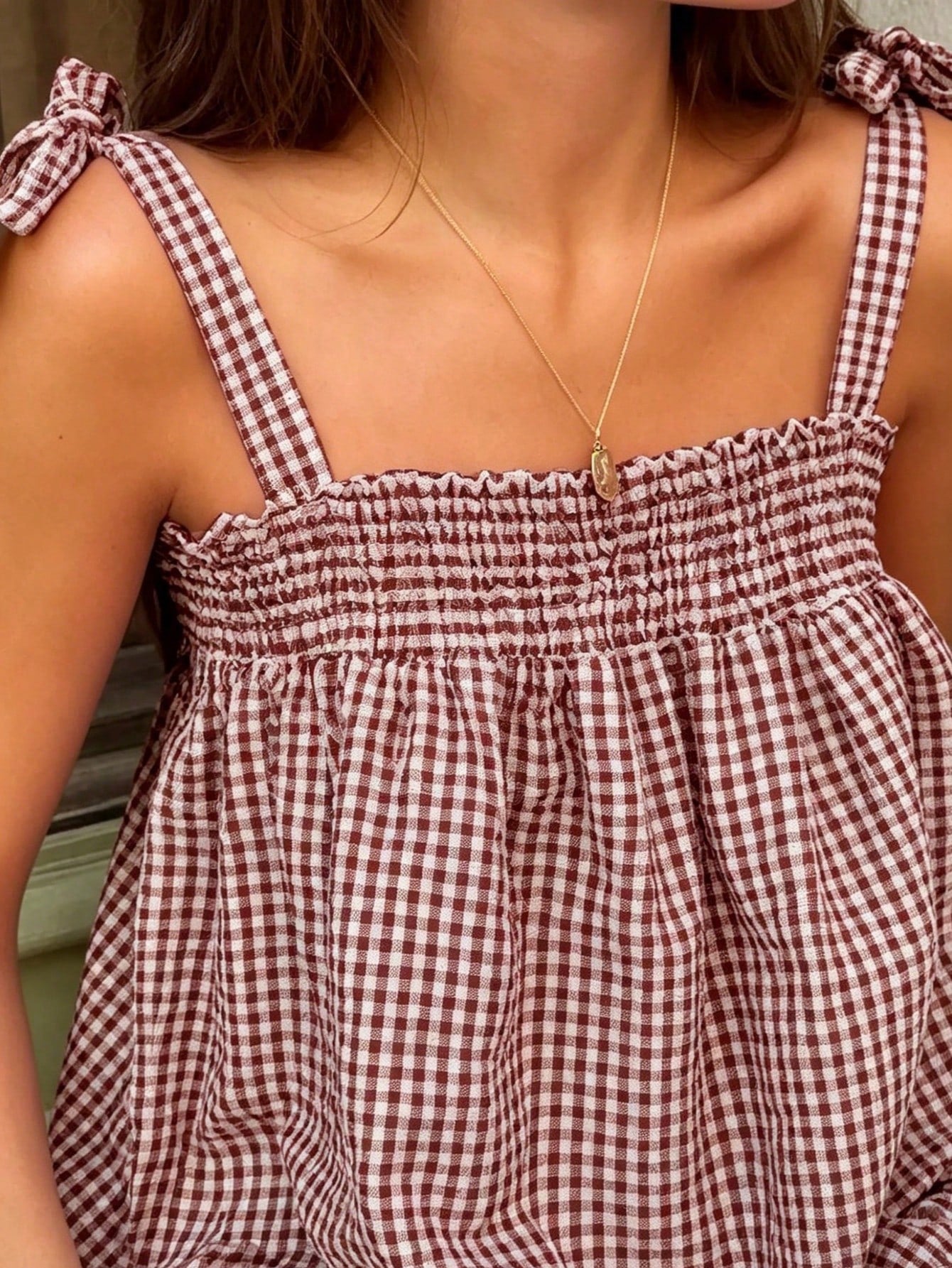Casual Solid Color Plaid Camisole Top, Versatile For Picnic, Travel, Beach, Relaxed Fit Summer, For Women