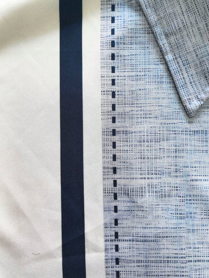 Casual Striped Textured Print Men's Lightweight Loose Short Sleeve Shirt