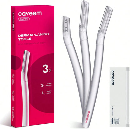 CAVEEM Dermaplane Razor For Women, Dermaplaning Tool- Face Razors For Women And Men, Eyebrow Trimmer And Facial Hair Removal Shaver, Gentle Exfoliation Blades Epilator For Men (3 Count)