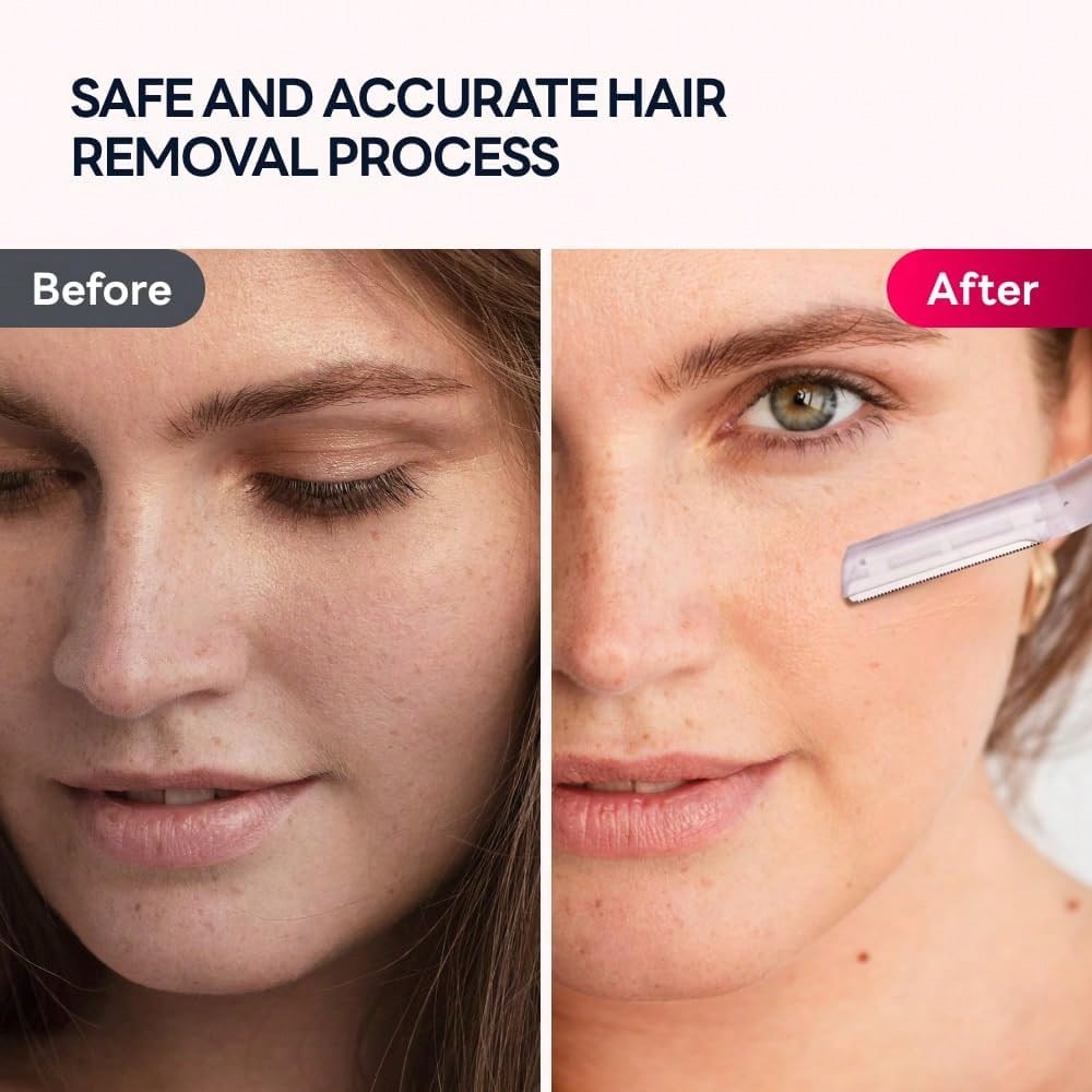 CAVEEM Dermaplane Razor For Women, Dermaplaning Tool- Face Razors For Women And Men, Eyebrow Trimmer And Facial Hair Removal Shaver, Gentle Exfoliation Blades Epilator For Men (3 Count)