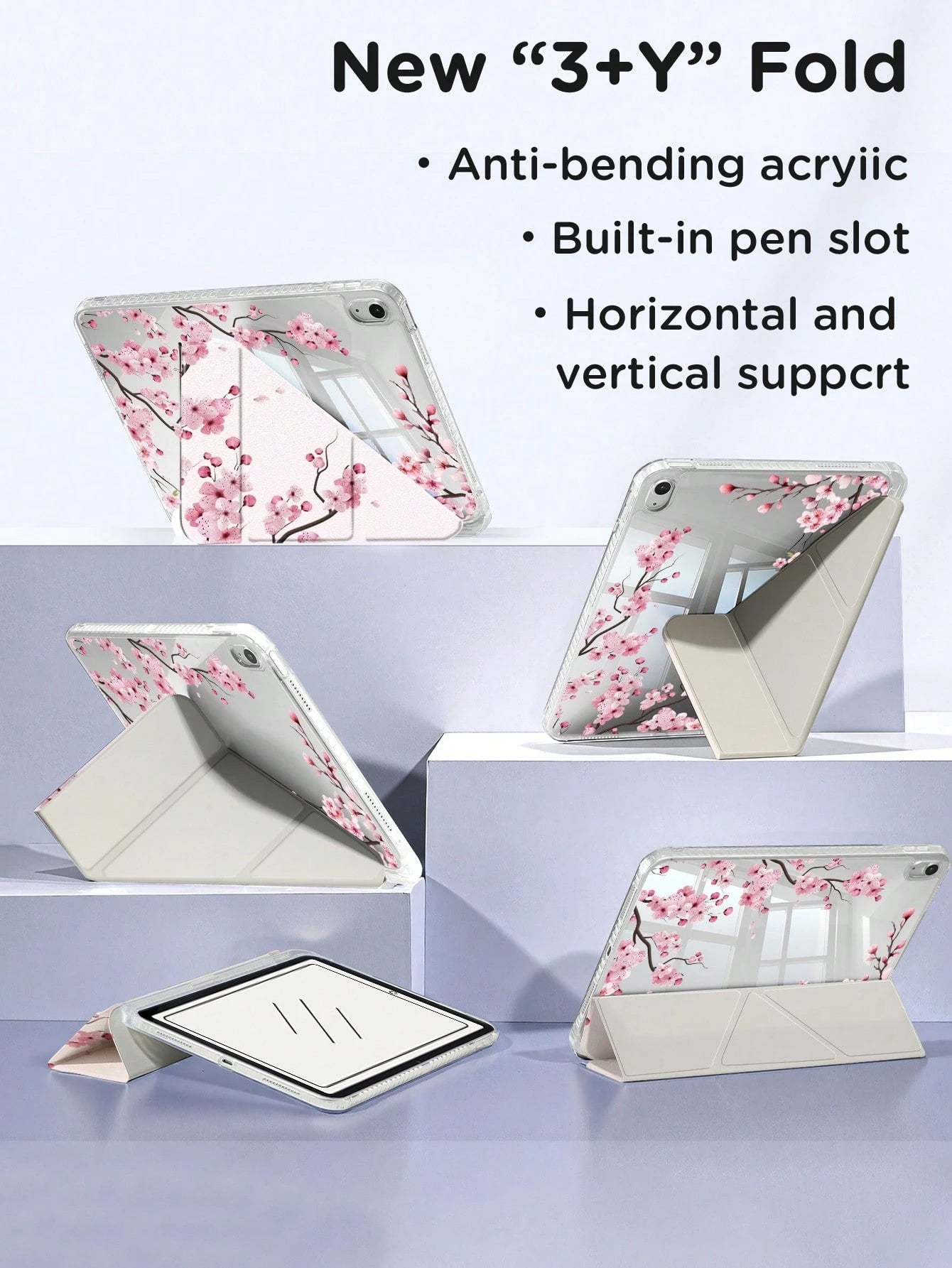 Cherry Blossom Pattern Tablet Protective Case, Compatible With IPad Air 8 (M4) 2026 (11-Inch/13-Inch), Air 11-Inch M3 (2025)/M2 (2024), Air 5th Gen (2022), (A16) 11-Inch 11th Gen (2025), Galaxy Tab An