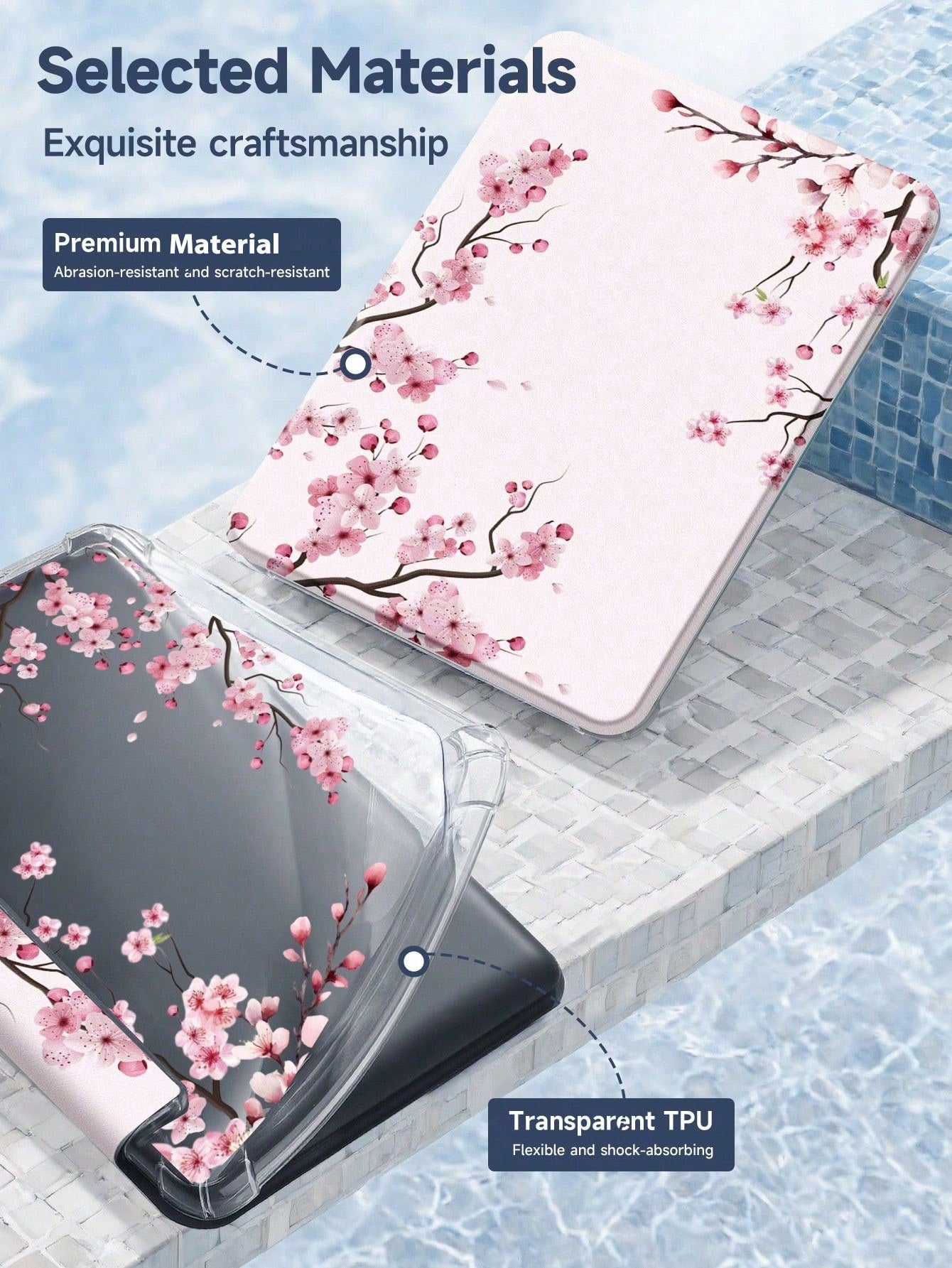 Cherry Blossom Pattern Tablet Protective Case, Compatible With IPad Air 8 (M4) 2026 (11-Inch/13-Inch), Air 11-Inch M3 (2025)/M2 (2024), Air 5th Gen (2022), (A16) 11-Inch 11th Gen (2025), Galaxy Tab An