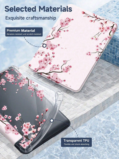 Cherry Blossom Pattern Tablet Protective Case, Compatible With IPad Air 8 (M4) 2026 (11-Inch/13-Inch), Air 11-Inch M3 (2025)/M2 (2024), Air 5th Gen (2022), (A16) 11-Inch 11th Gen (2025), Galaxy Tab An