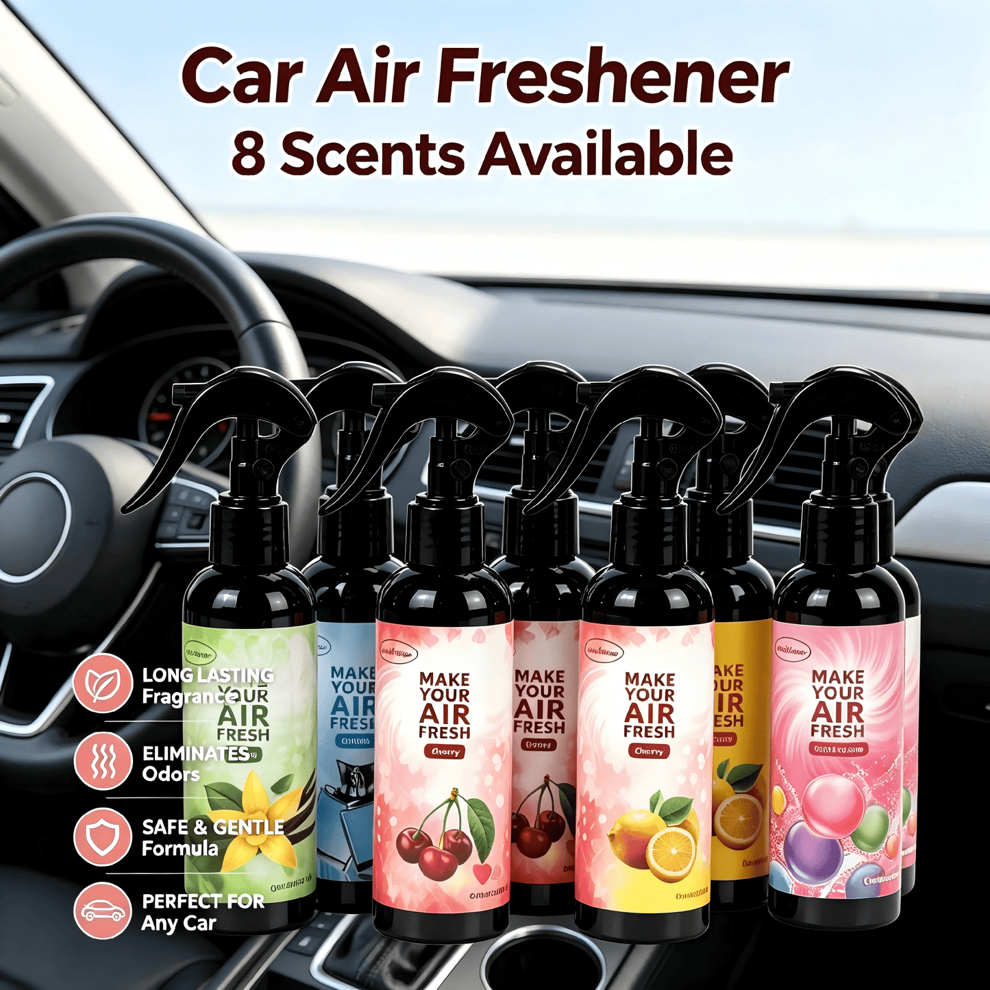 Cherry Scented Car Fragrance Bag, Long-Lasting Odor Removal, Cute Car Ornament, Suitable For Women, Car Interior Decor Sachet, Applicable For Closet, Bedroom, Gym Locker, Home Use, RV Camping Essentia