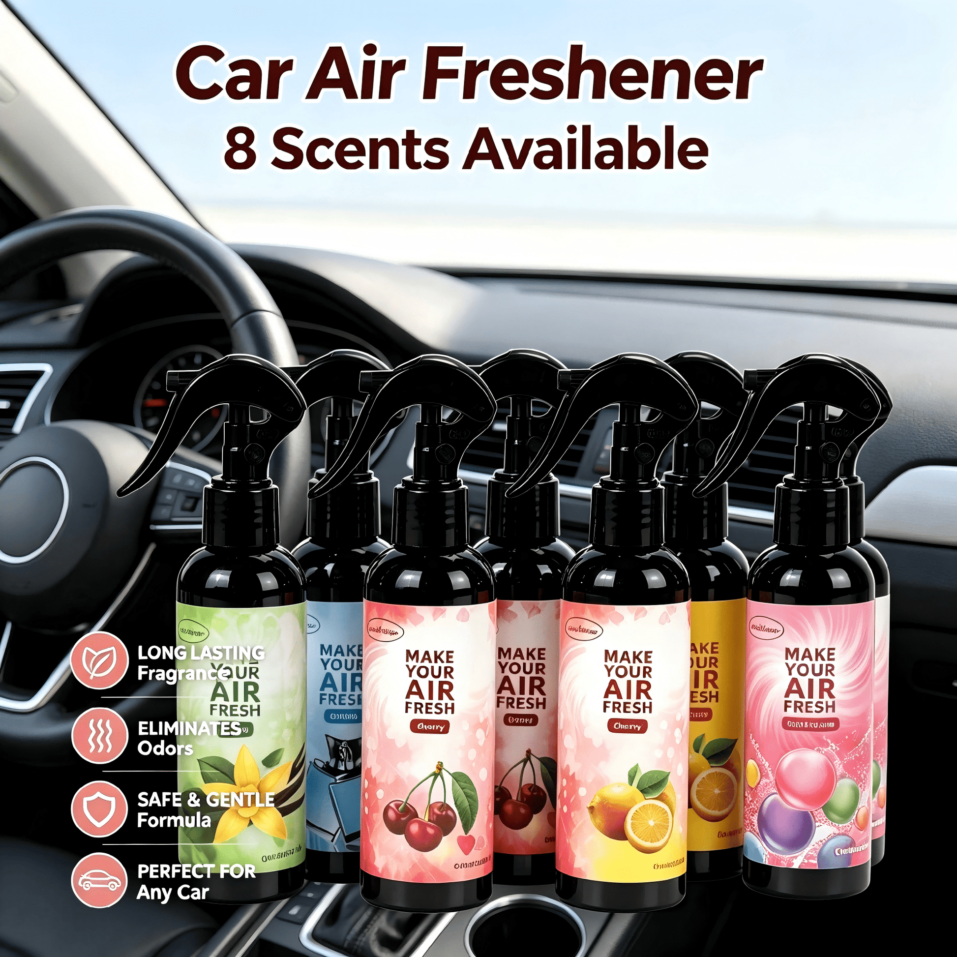 Cherry Scented Car Fragrance Bag, Long-Lasting Odor Removal, Cute Car Ornament, Suitable For Women, Car Interior Decor Sachet, Applicable For Closet, Bedroom, Gym Locker, Home Use, RV Camping Essentia