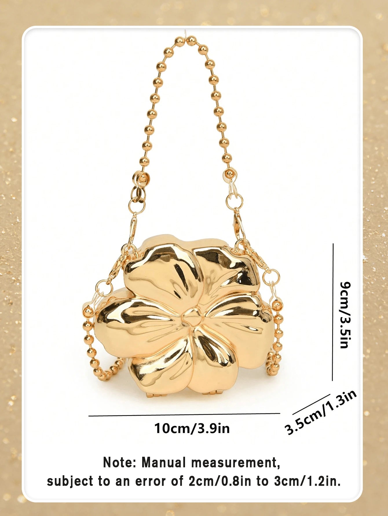 Chic Mini Chain Bag For Women Petal Design Evening Bag Gold/Silver Color Shoulder Bag Hard Shell Handbag For Gift Party Date Night Cruise Essential