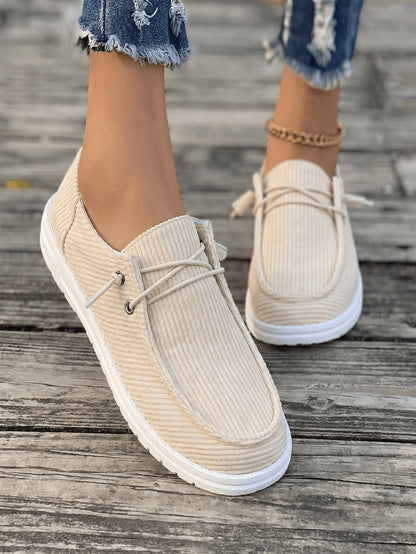 Chic Women's Canvas Slip Ons - Minimalist Casual Shoes With Ankle Strap, Comfortable Errand Shoes For Daily Wear,Women's Slip On Canvas Shoes