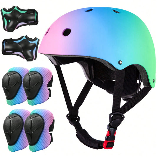 Children's Helmet Protection Set- Knee Pads, Elbow Pads And Wrist Guards, Suitable For Children Aged 2-5, Back To School