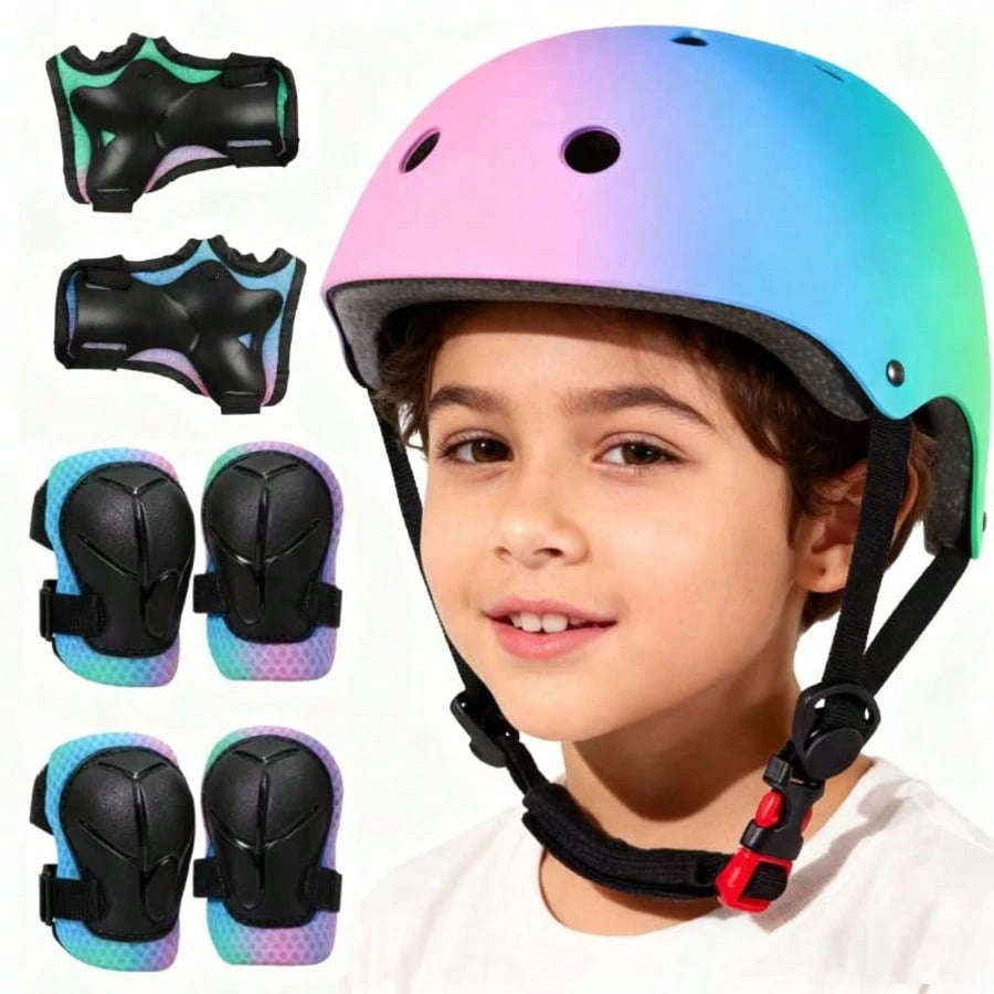 Children's Helmet Protection Set- Knee Pads, Elbow Pads And Wrist Guards, Suitable For Children Aged 2-5, Back To School