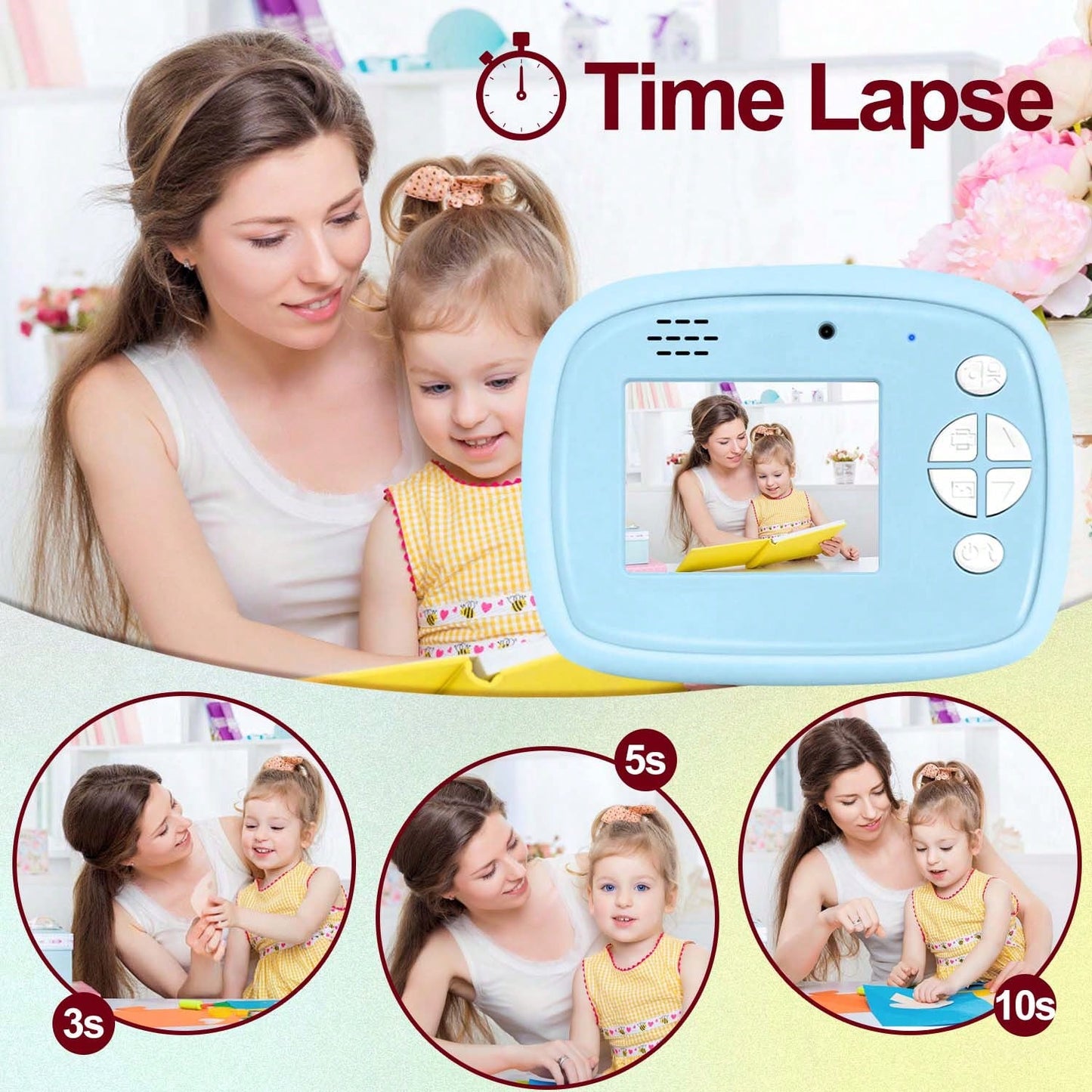 Children's Instant Printing Camera, Children's Digital Camera Puzzle Toy, Multifunctional Camera, 1300mAh Long-Lasting Battery, Durable,Suitable For Birthday Parties, Children's Day, Christmas And Oth