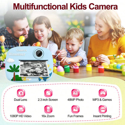 Children's Instant Printing Camera, Children's Digital Camera Puzzle Toy, Multifunctional Camera, 1300mAh Long-Lasting Battery, Durable,Suitable For Birthday Parties, Children's Day, Christmas And Oth