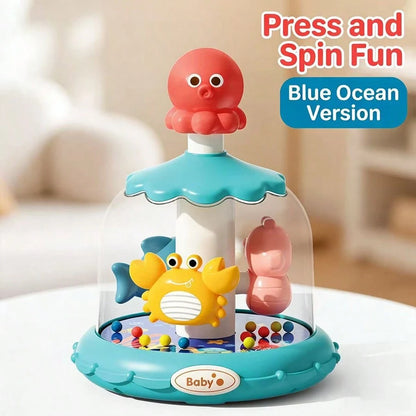 Children's Toy Insect Carousel Playground Bouncing Ball, Interactive Early Education Animal Press & Rotate Toy- Colorful Rotating Cognitive Game, Cultivate 3M+ Toddler Fine Motor Skills, Birthday Chr