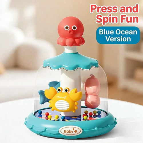 Children's Toy Insect Carousel Playground Bouncing Ball, Interactive Early Education Animal Press & Rotate Toy- Colorful Rotating Cognitive Game, Cultivate 3M+ Toddler Fine Motor Skills, Birthday Chr