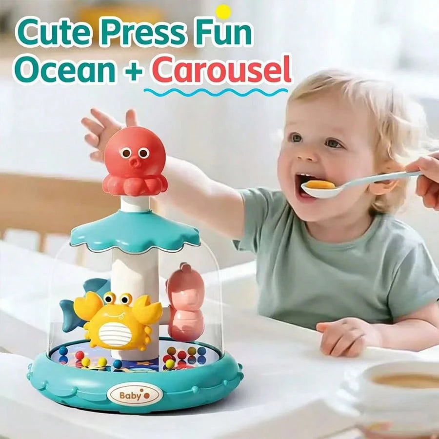 Children's Toy Insect Carousel Playground Bouncing Ball, Interactive Early Education Animal Press & Rotate Toy- Colorful Rotating Cognitive Game, Cultivate 3M+ Toddler Fine Motor Skills, Birthday Chr