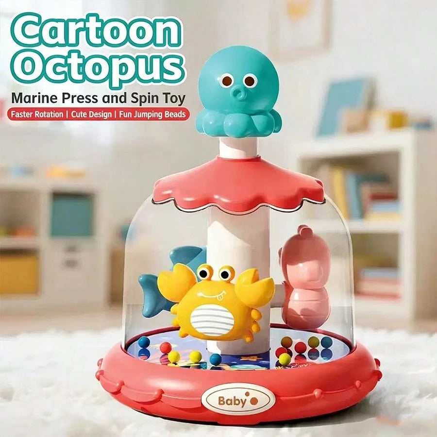 Children's Toy Insect Carousel Playground Bouncing Ball, Interactive Early Education Animal Press & Rotate Toy- Colorful Rotating Cognitive Game, Cultivate 3M+ Toddler Fine Motor Skills, Birthday Chr
