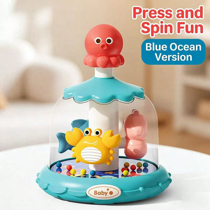 Children's Toy Insect Carousel Playground Bouncing Ball, Interactive Early Education Animal Press & Rotate Toy- Colorful Rotating Cognitive Game, Cultivate 3M+ Toddler Fine Motor Skills, Birthday Chr