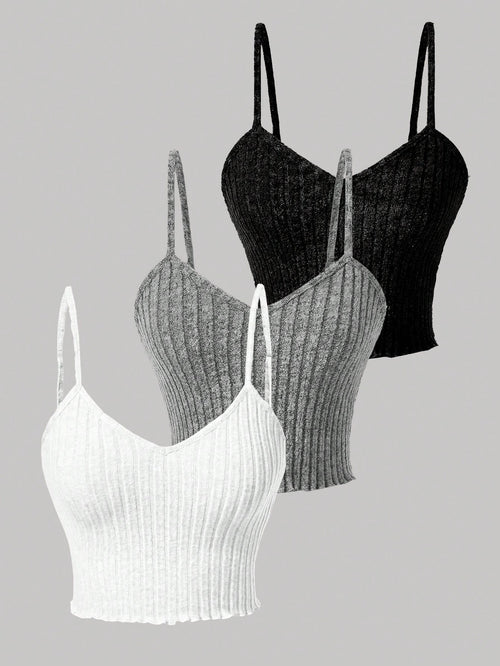 Chiquease 3pcs/set Solid Color Tank Tops