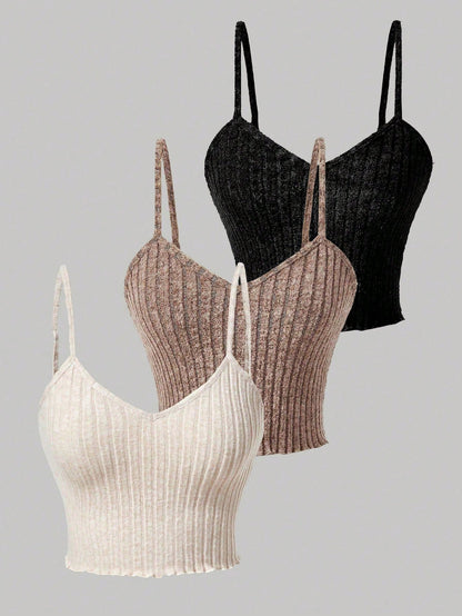 Chiquease 3pcs/set Solid Color Tank Tops