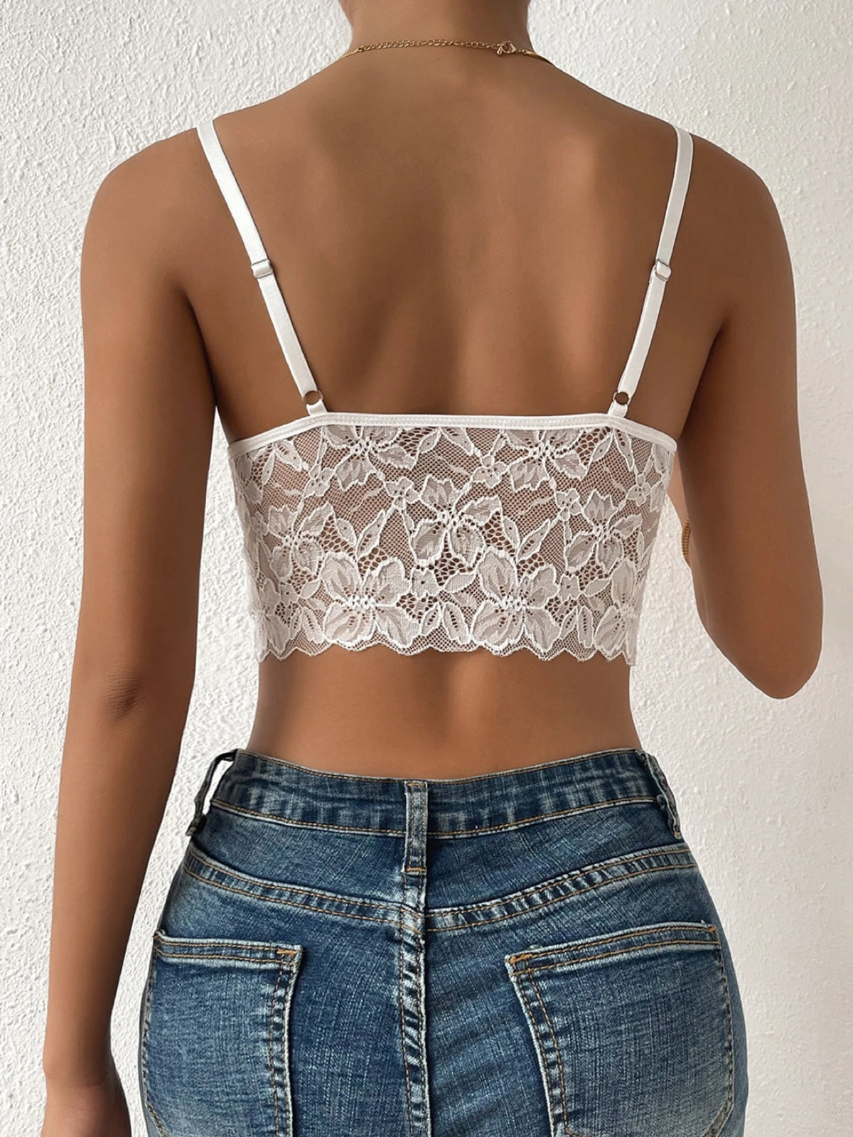 Chiquease Solid Criss Cross Crop Lace Cami Top For Holiday Party Clothes
