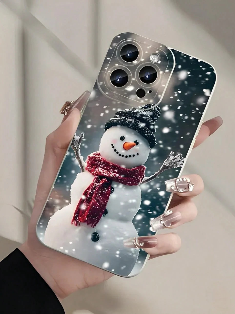 Christmas Snowman With Hat And Scarf Phone Case Suitable Compatible With Iphone 17,16, 15, 14, 13, 12, 11, PRO MAX, X, XS, XSMAX,PLUS,MINI,16E/SE4,As Well As, Compatible With Galaxy S22/23/24/25 Edge