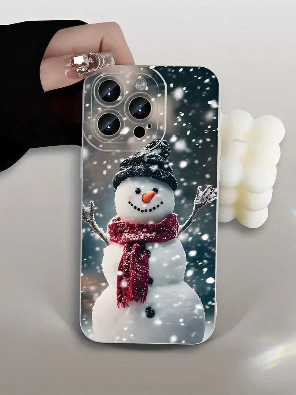Christmas Snowman With Hat And Scarf Phone Case Suitable Compatible With Iphone 17,16, 15, 14, 13, 12, 11, PRO MAX, X, XS, XSMAX,PLUS,MINI,16E/SE4,As Well As, Compatible With Galaxy S22/23/24/25 Edge