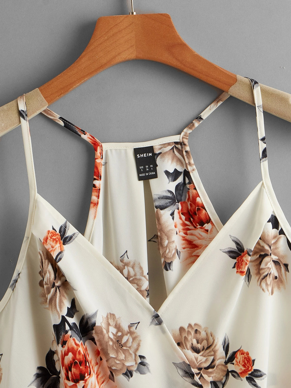 Clasi Beige, Summer, Boho, Vacation, Holiday Floral Print High Low Hem Cami Top, Elegant Beach, Casual For Women, Festival & Party