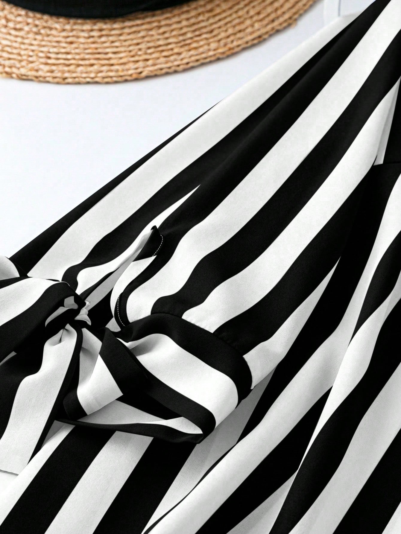 Clasi Plus Size Women Loose Striped Shirt With Notched V-Neckline, Tie Front And Short Sleeves For Spring And Summer Fall