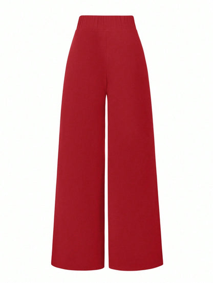 Clasi Women's Elegant Wide Leg Loose Pants With Metal Toothpick Decor Design At Waist Fall Cloth For Women