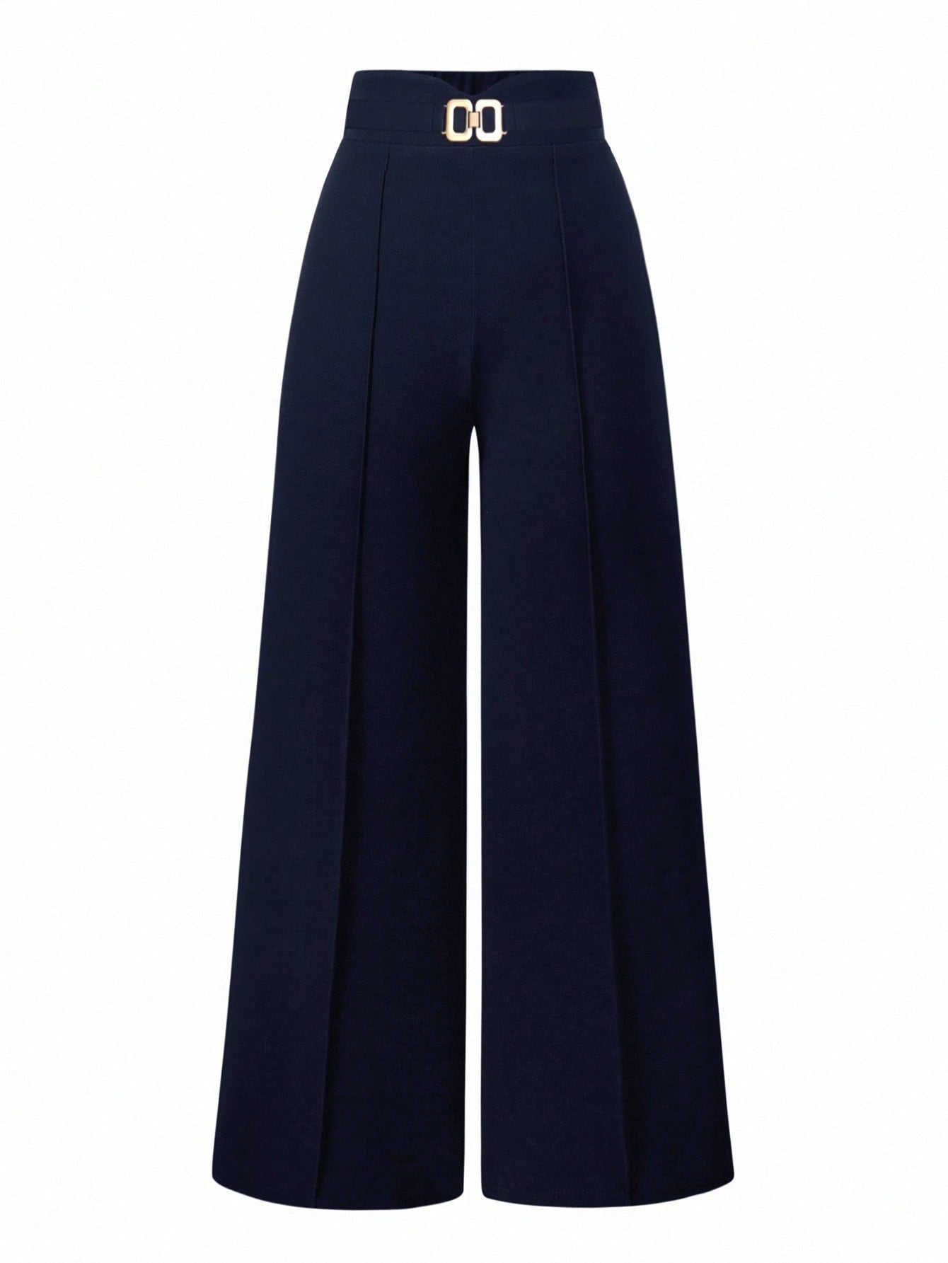 Clasi Women's Elegant Wide Leg Loose Pants With Metal Toothpick Decor Design At Waist Fall Cloth For Women