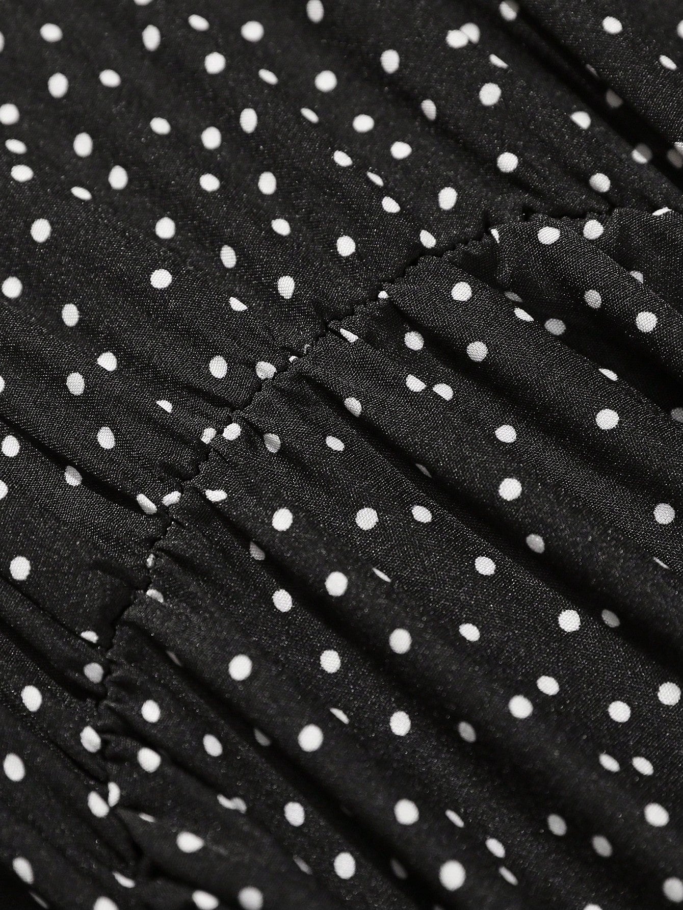 Clasi Women's Plus Size Short Sleeve Blouse, Black With White Polka Dot Print, Deep V-Neck, Ruffle Bow Waist, Slimming A-Line, Elegant And Versatile For Party, Afternoon Tea, Commute, Daily Wear