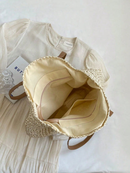 Classic Woven Bag Women's Round Beach Shoulder Bag, Women's Straw Woven Bag, Crossbody Bag, Handbag, Beach Essential, Beach Necessity, Beach Supplies And Summer Essential, Summer Vacation Bag, Holiday