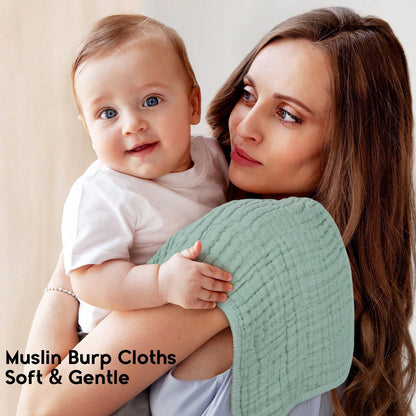 CN. 12pcs 20"X10" Muslin Burp Cloths For Baby 100% Cotton Burping Cloths For Boys Girls Large 20"X10" Extra Soft And Absorbent 5 Pack- Multicolor